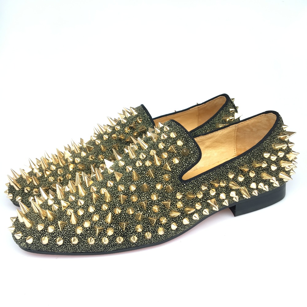 black and gold prom loafers