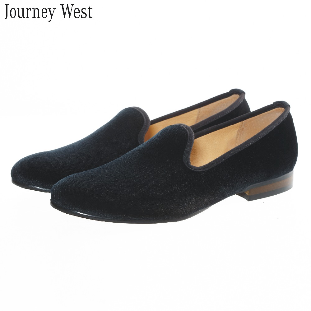 New Fashion Plain Black Velvet Loafers 