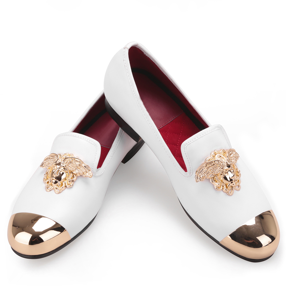 white and gold loafers cheap online